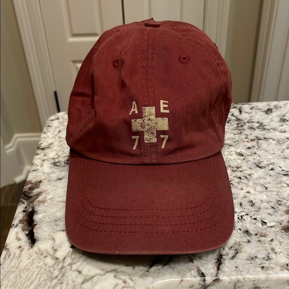 American Eagle Maroon Cap with Logo (hair hole)